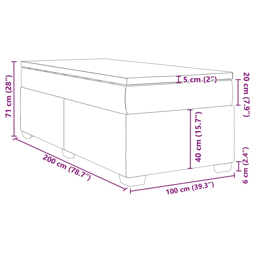 vidaXL Boxspring met matras fluweel donkergrijs 100x200 cm