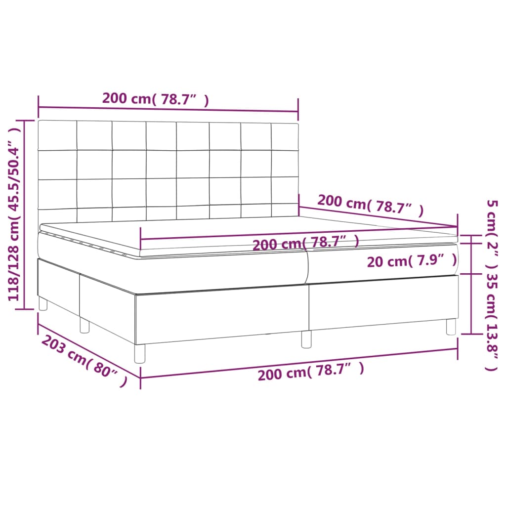 vidaXL Boxspring met matras fluweel zwart 200x200 cm