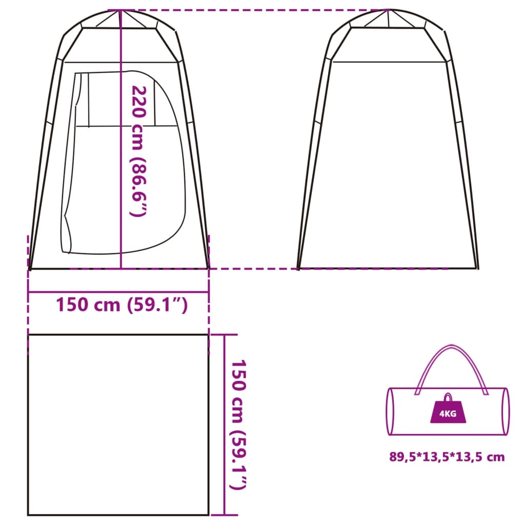 vidaXL Privacytent snelsluiting waterdicht grijs