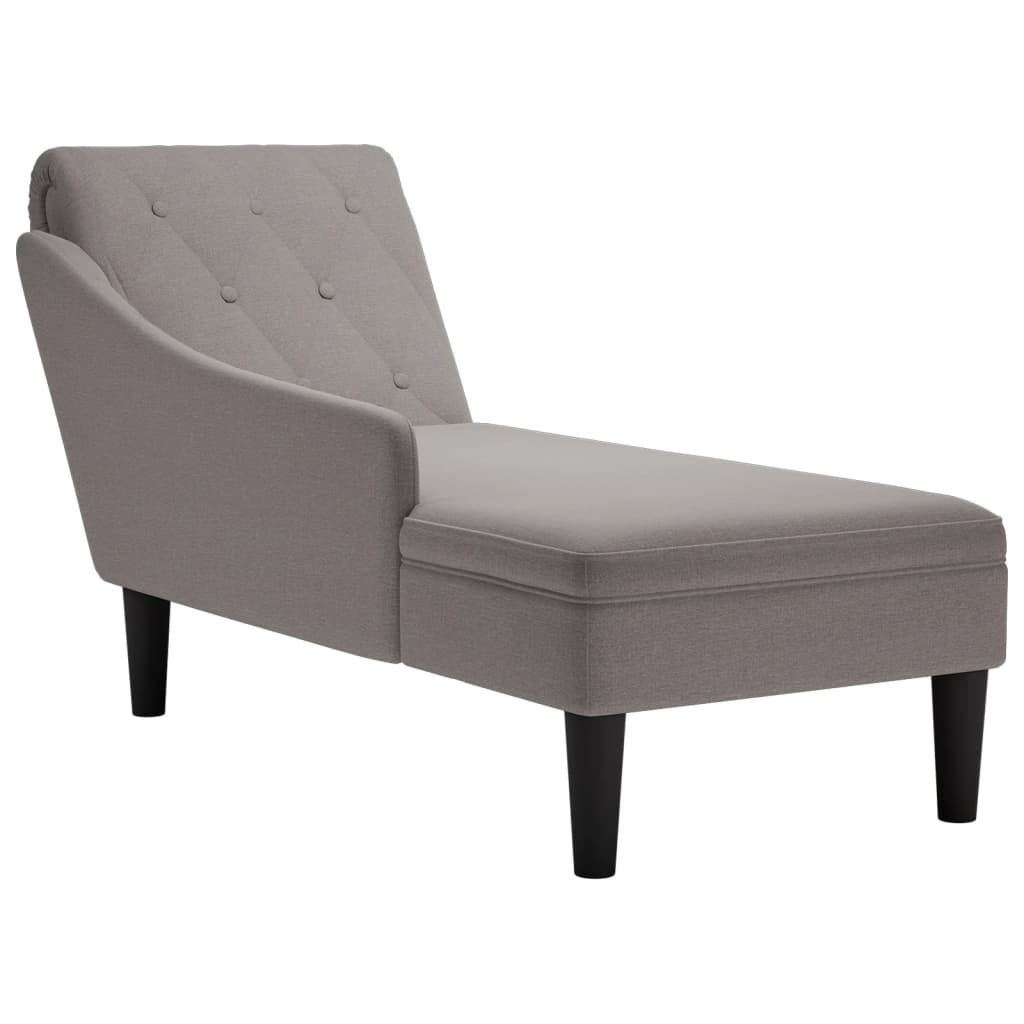 vidaXL Chaise longue met kussen en rechterarmleuning stof taupe