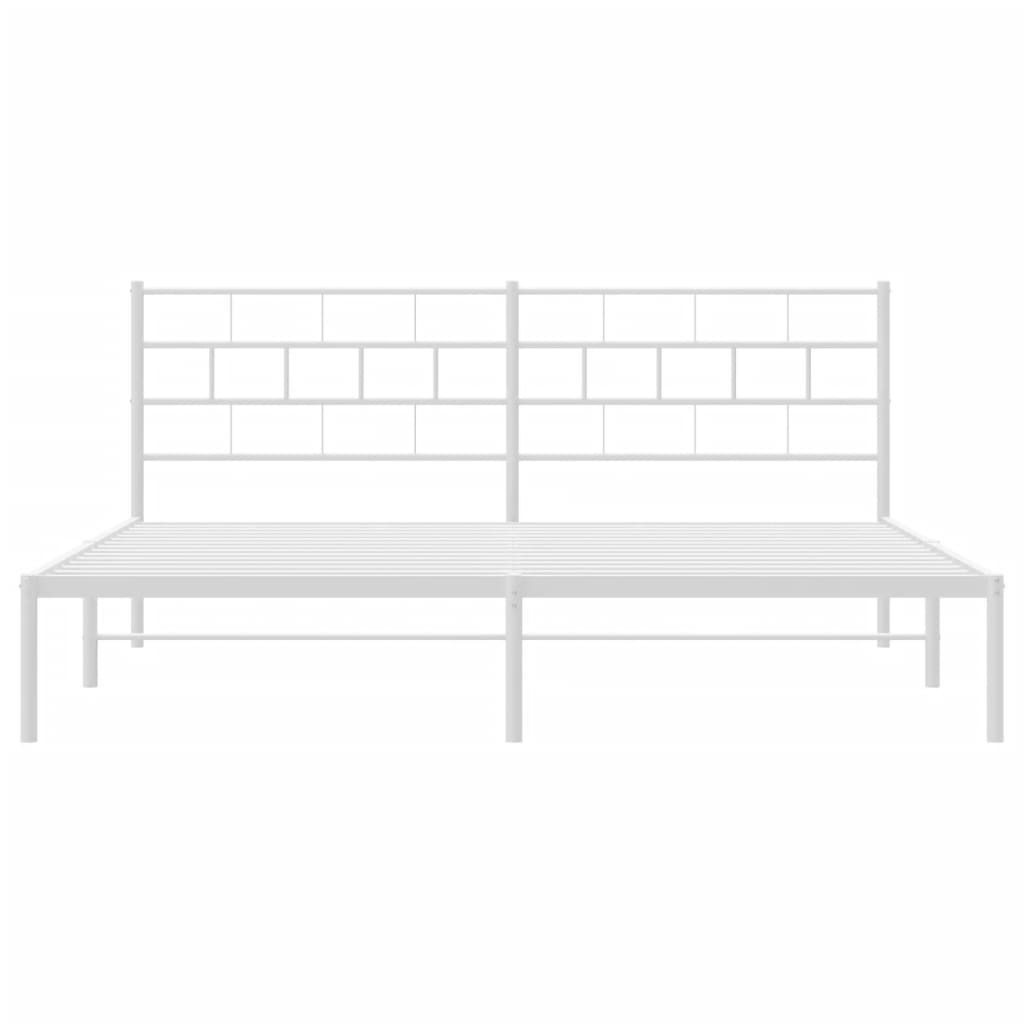 vidaXL Bedframe met hoofdbord metaal wit 183x213 cm