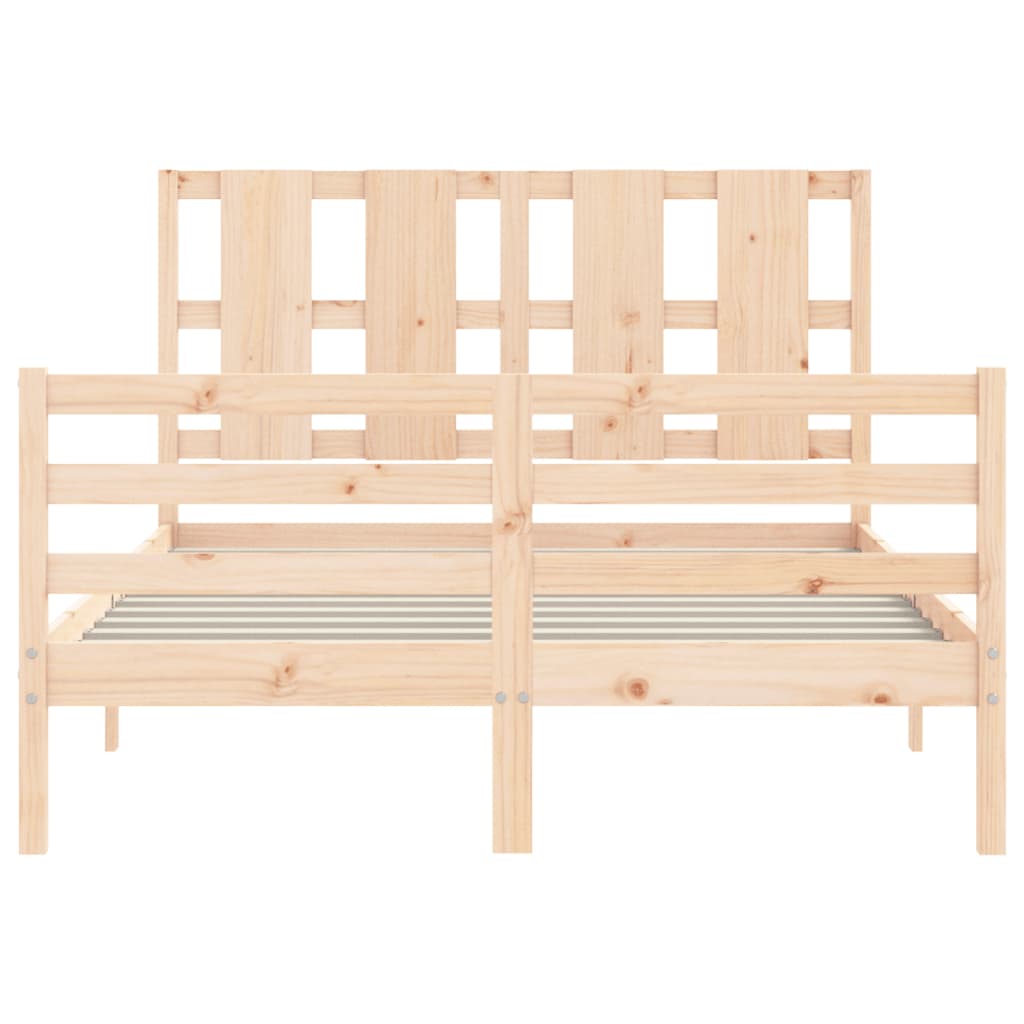 vidaXL Bedframe met hoofdbord massief hout 140x190 cm