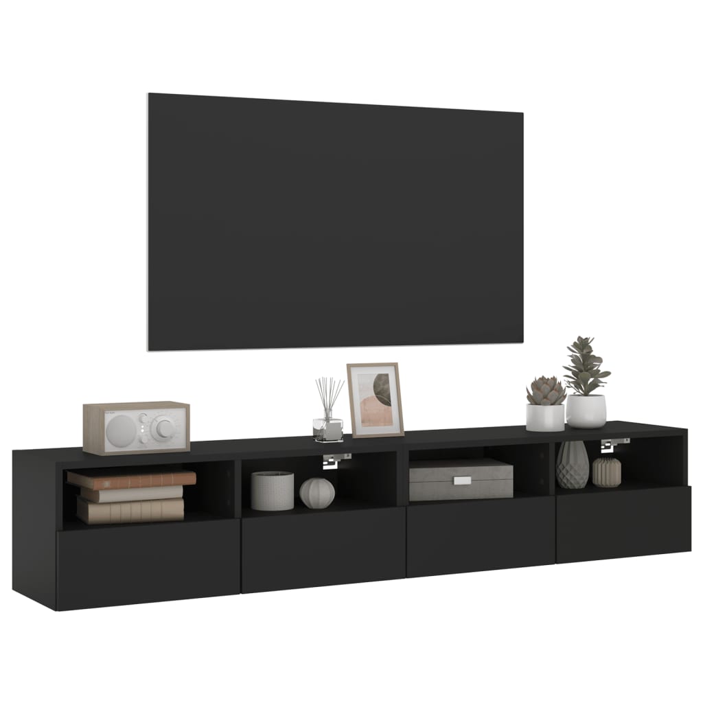 vidaXL Tv-wandmeubels 2 st 80x30x30 cm bewerkt hout zwart