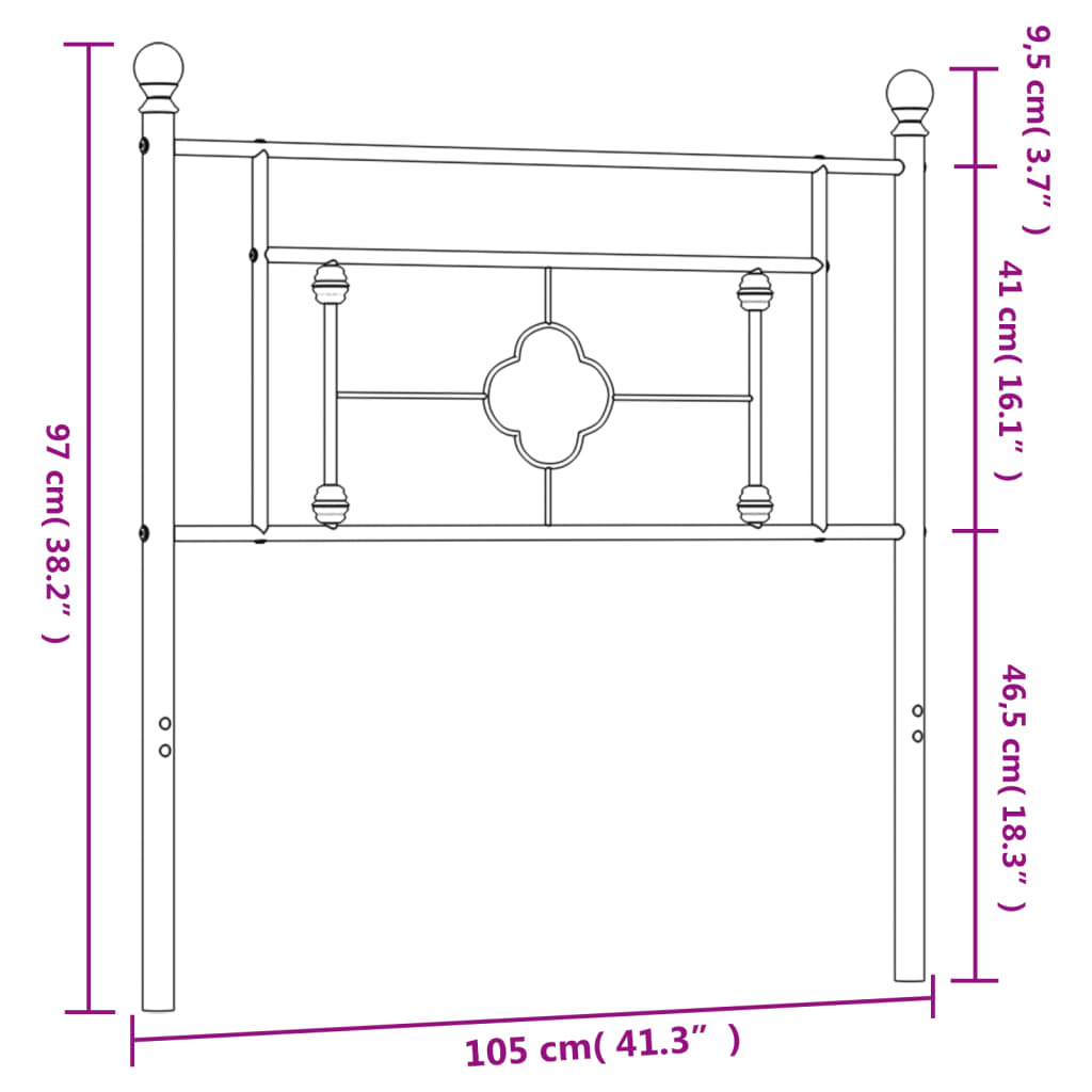 vidaXL Hoofdbord 100 cm metaal zwart