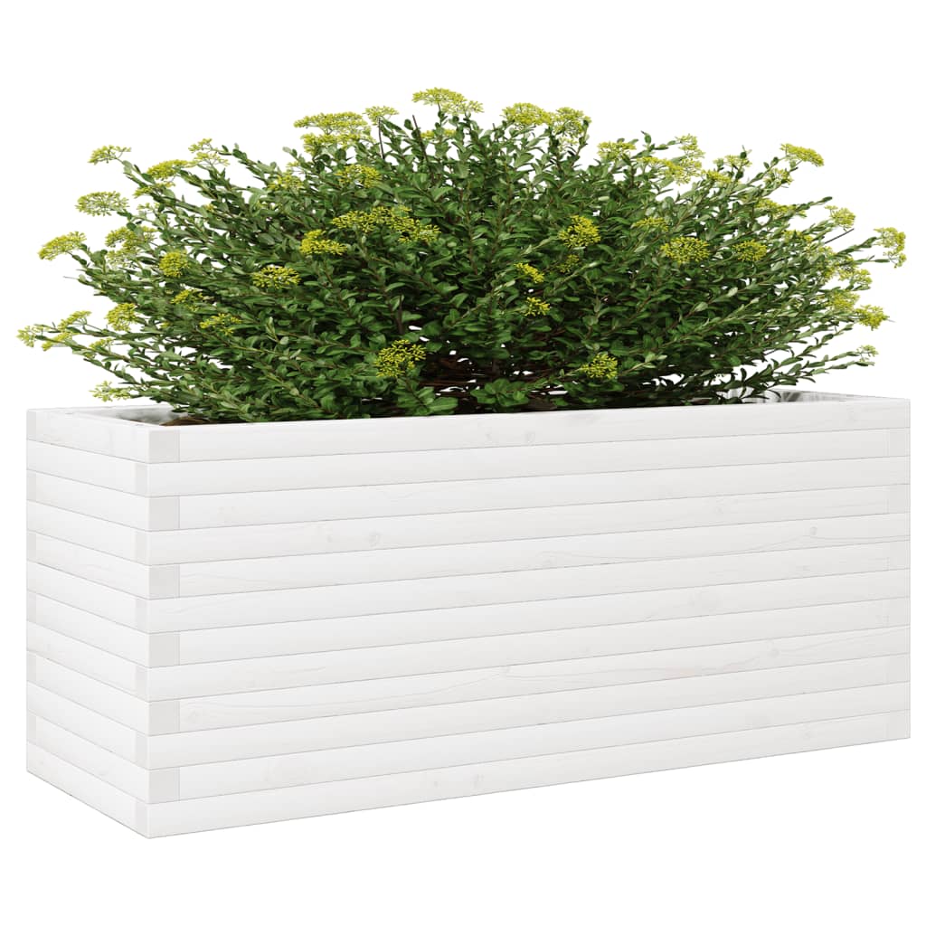 vidaXL Plantenbak 110x40x46 cm massief grenenhout wit