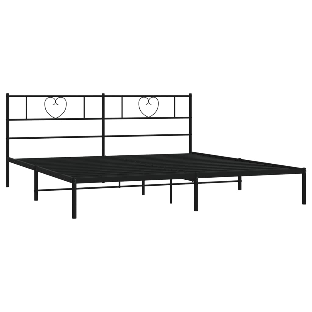 vidaXL Bedframe met hoofdbord metaal zwart 193x203 cm