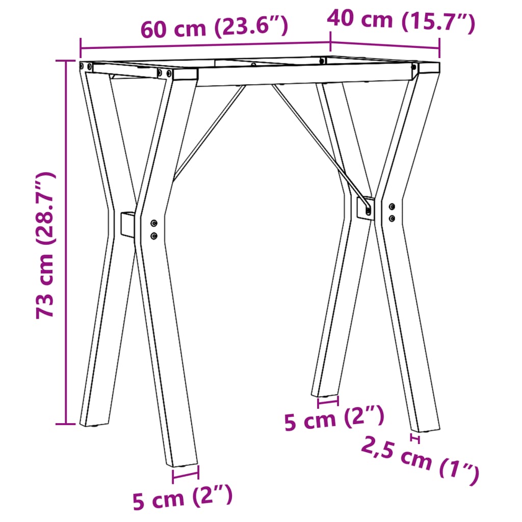 vidaXL Eettafelpoten Y-frame 60x40x73 cm gietijzer