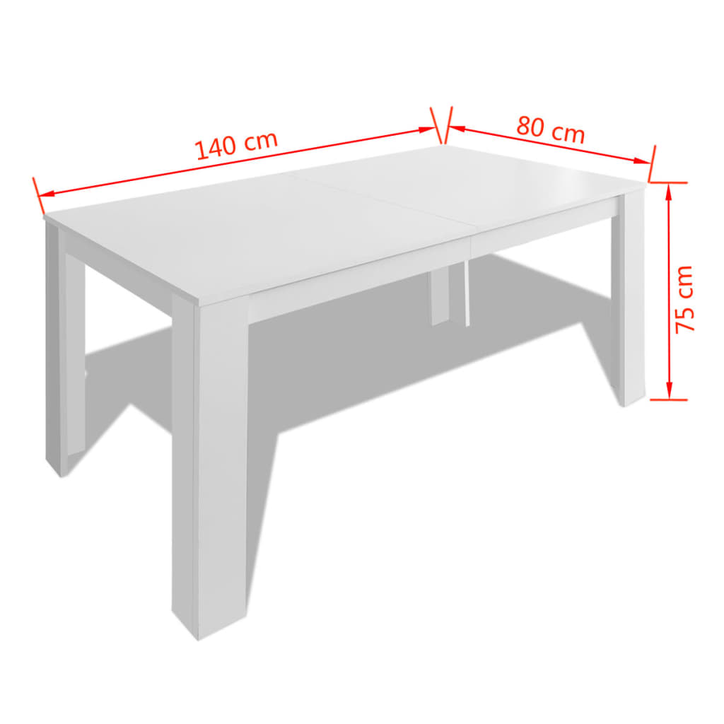 vidaXL Eettafel 140x80x75 cm wit