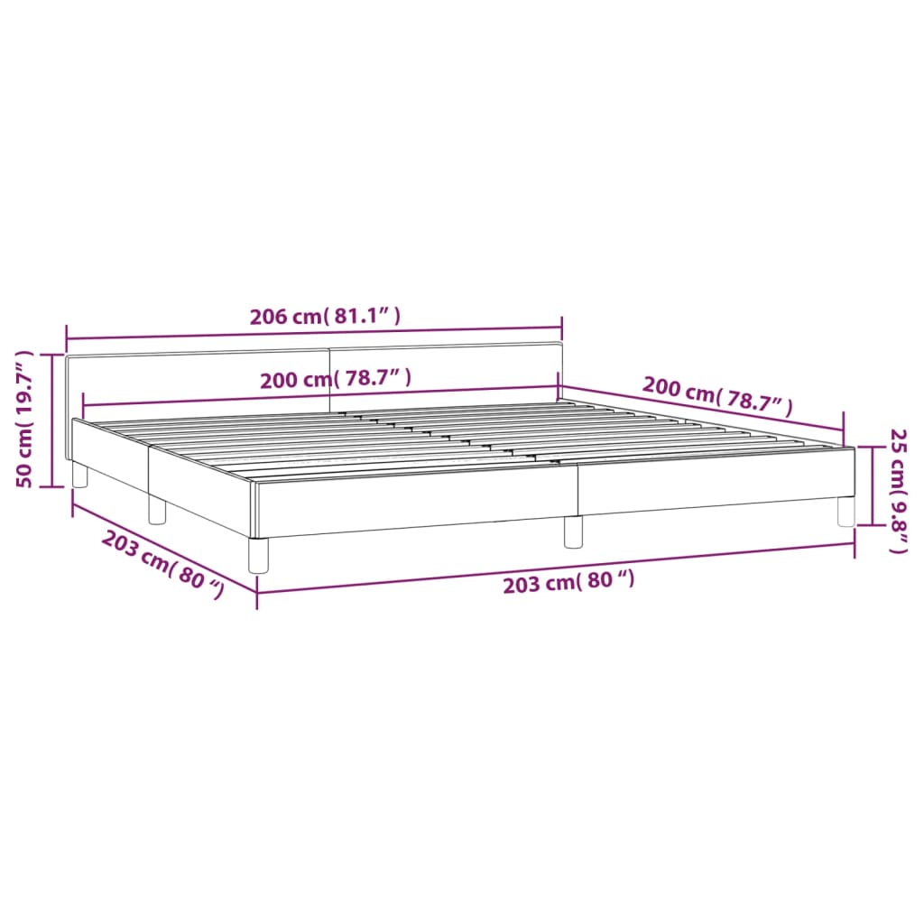 vidaXL Bedframe met hoofdeinde kunstleer zwart 200x200 cm