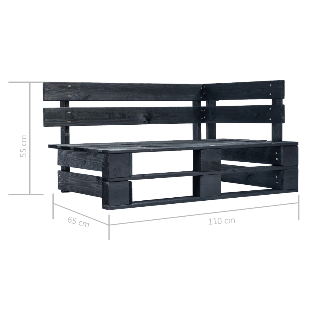 vidaXL 6-delige Loungeset pallet met kussens zwart geïmpregneerd hout