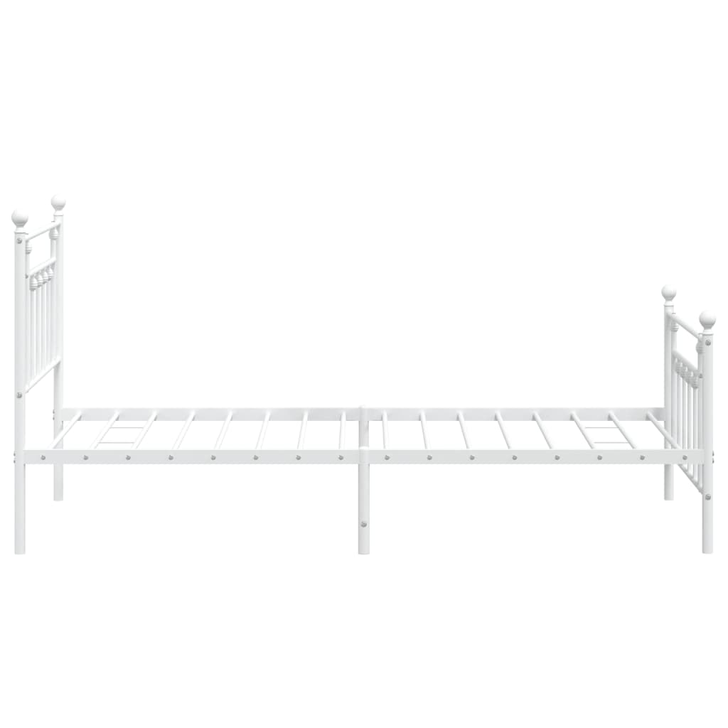 vidaXL Bedframe met hoofd- en voeteneinde metaal wit 100x190 cm