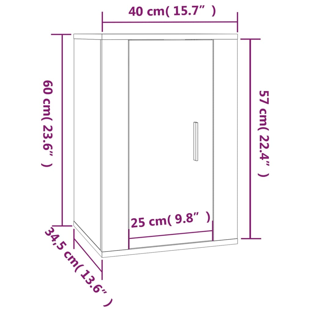 vidaXL Tv-wandmeubels 2 st 40x34,5x60 cm hoogglans wit