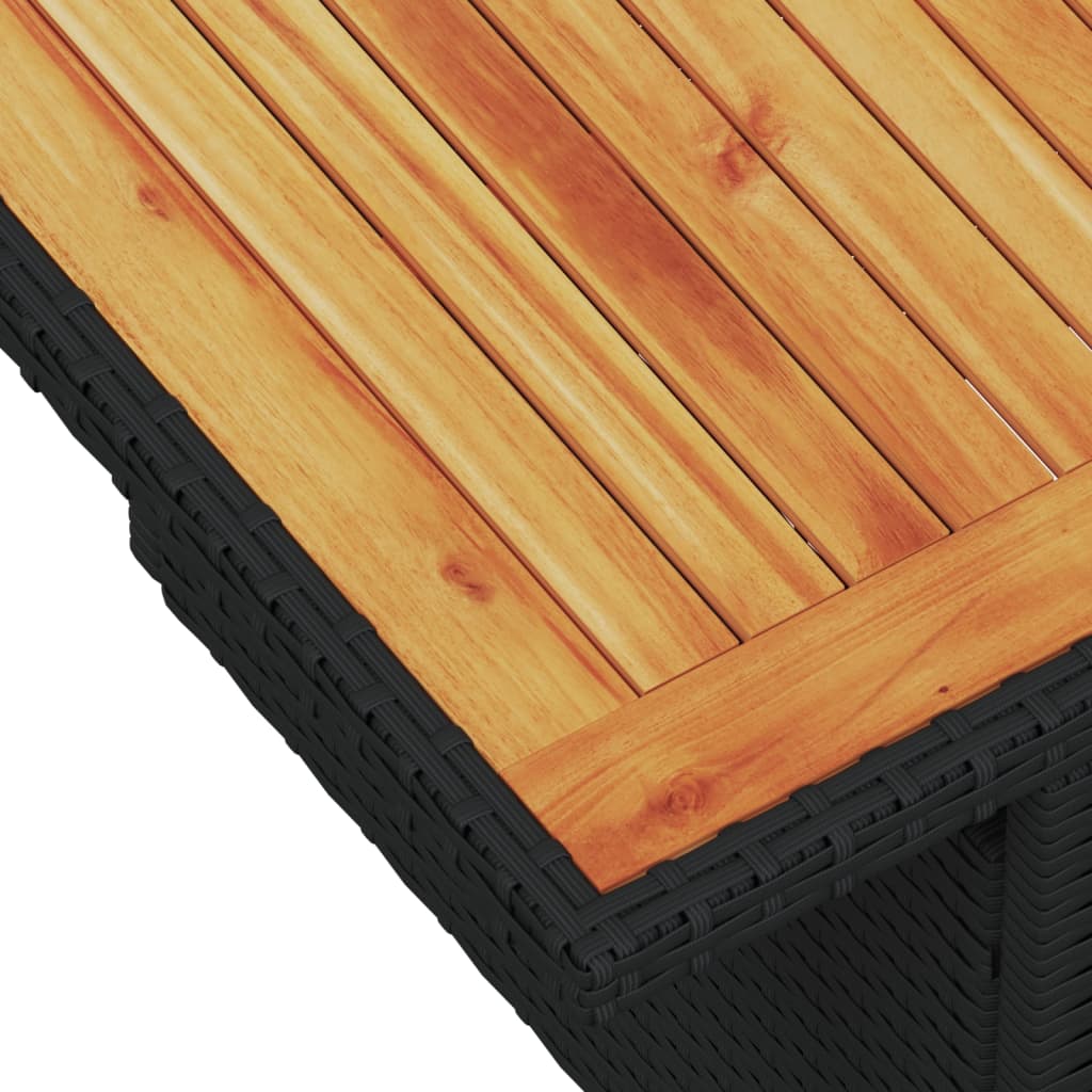 vidaXL Tuintafel 100x55x73 cm poly rattan en acaciahout zwart