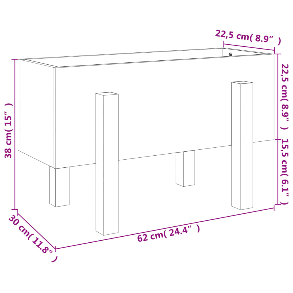 vidaXL Plantenbak 62x30x38 cm massief grenenhout grijs