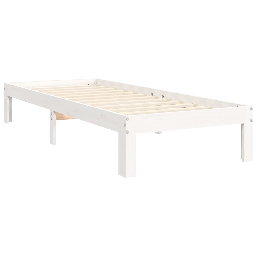 vidaXL Bedframe met hoofdbord massief hout wit