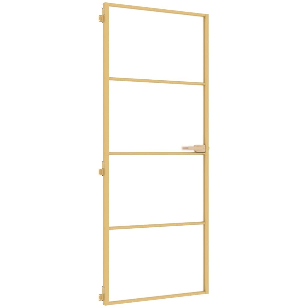 vidaXL Binnendeur smal 83x201,5 cm gehard glas en aluminium goudkleur