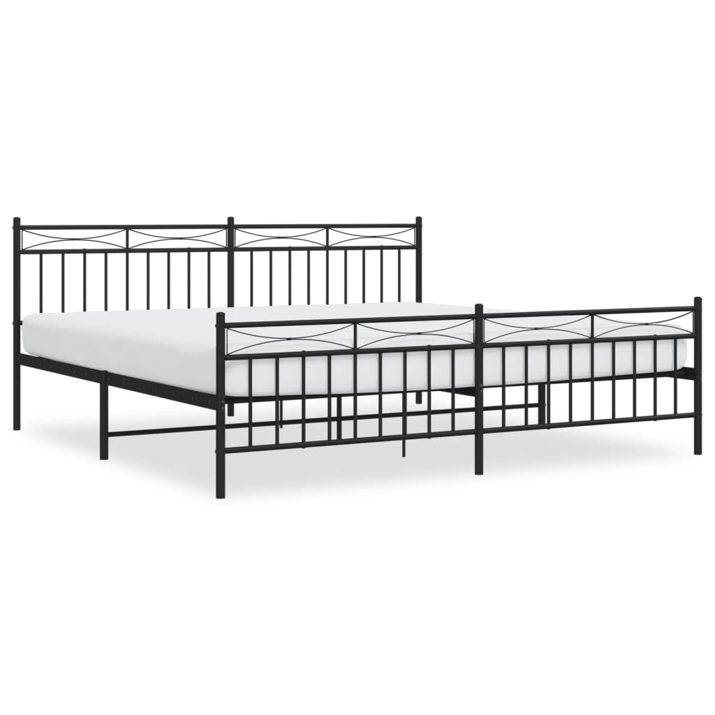 vidaXL Bedframe met hoofd- en voeteneinde metaal zwart 200x200 cm