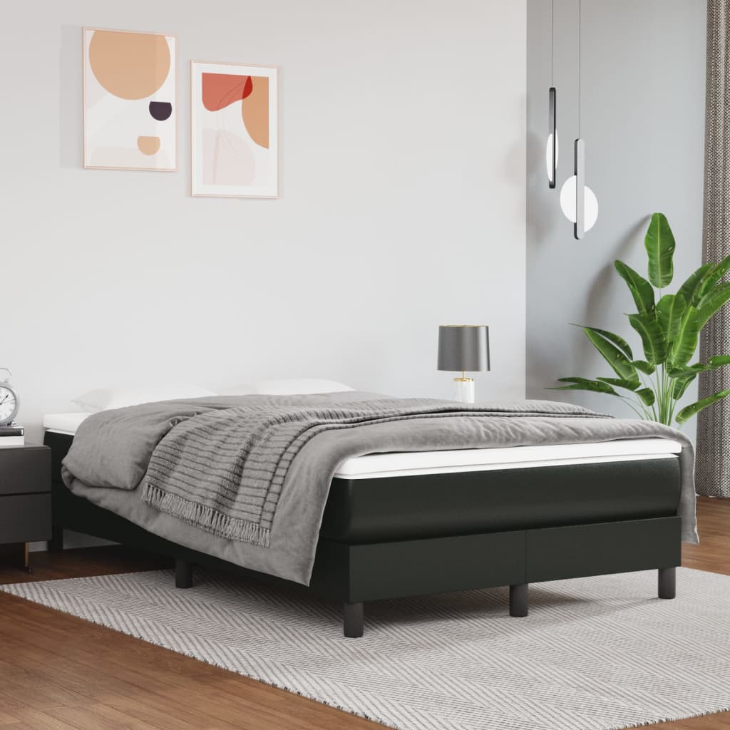 vidaXL Boxspring met matras kunstleer zwart 120x200 cm