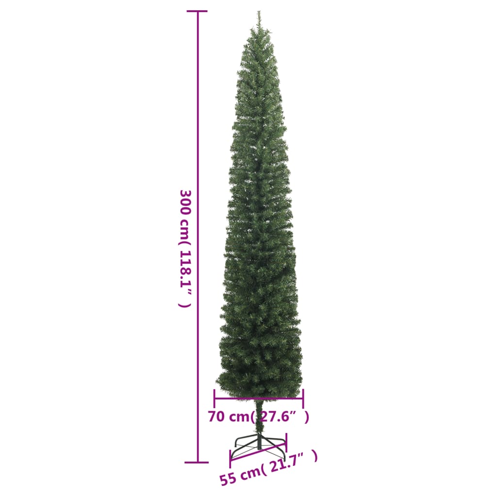 vidaXL Kunstkerstboom smal met standaard 300 cm PVC