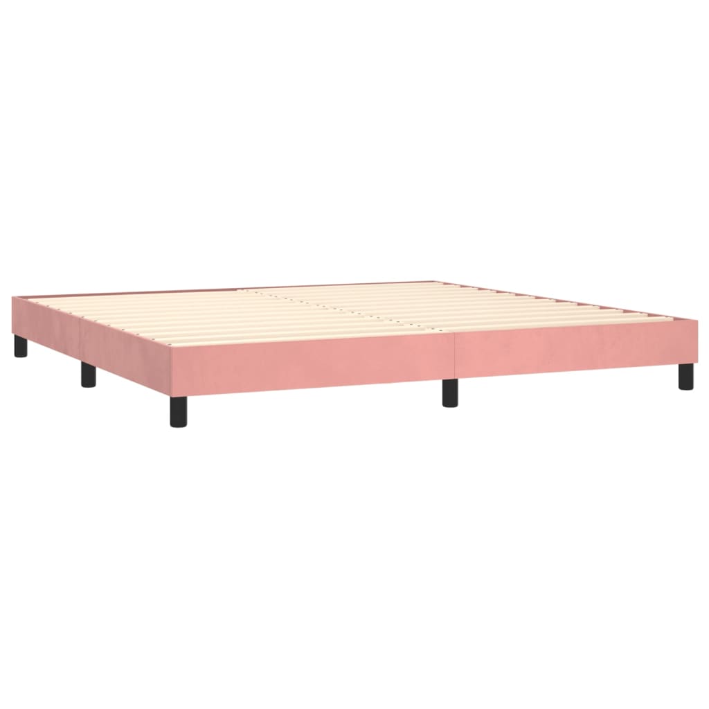 vidaXL Boxspring met matras fluweel roze 200x200 cm