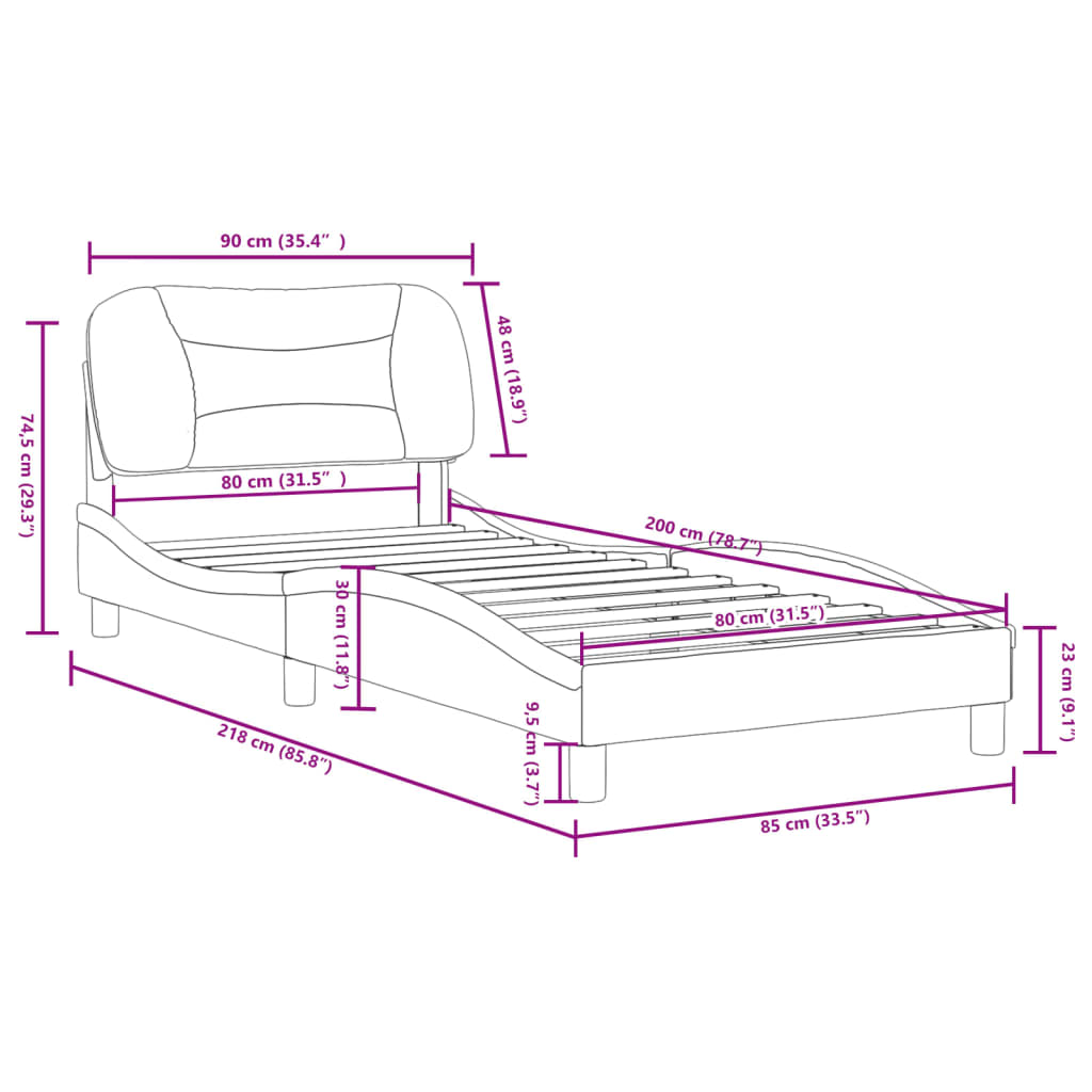 vidaXL Bedframe met hoofdbord kunstleer cappucinnokleurig 80x200 cm