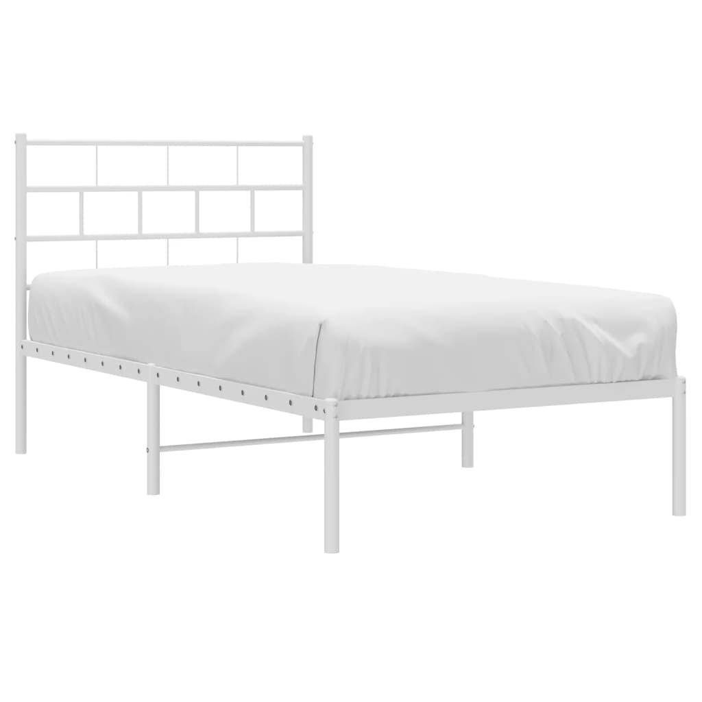 vidaXL Bedframe met hoofdbord metaal wit 80x200 cm