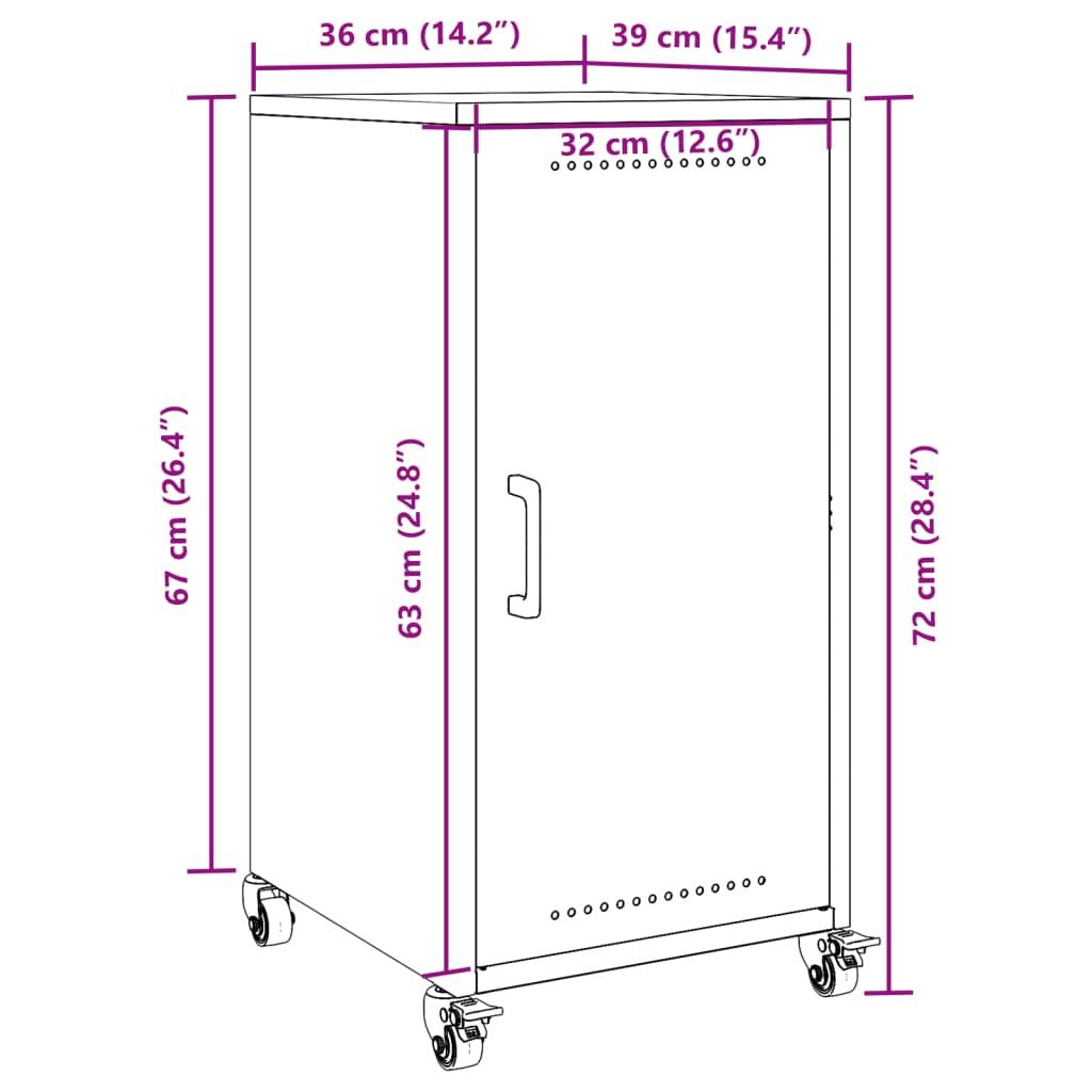 vidaXL Dressoir 36x39x72 cm staal mosterdgeel