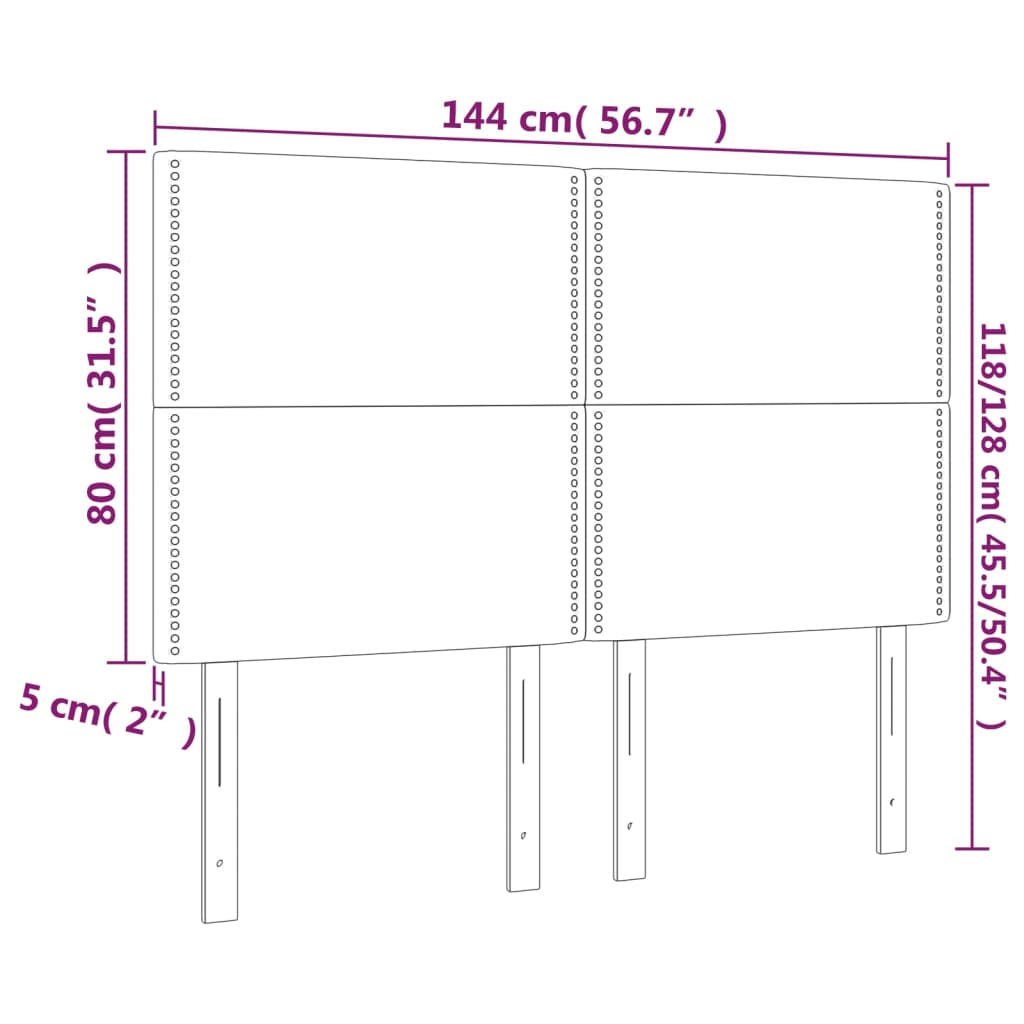 vidaXL Hoofdbord LED 144x5x118/128 cm fluweel zwart