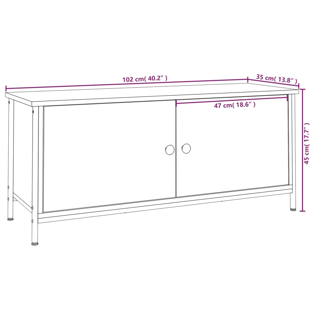 vidaXL Tv-meubel 102x35x45 cm bewerkt hout zwart