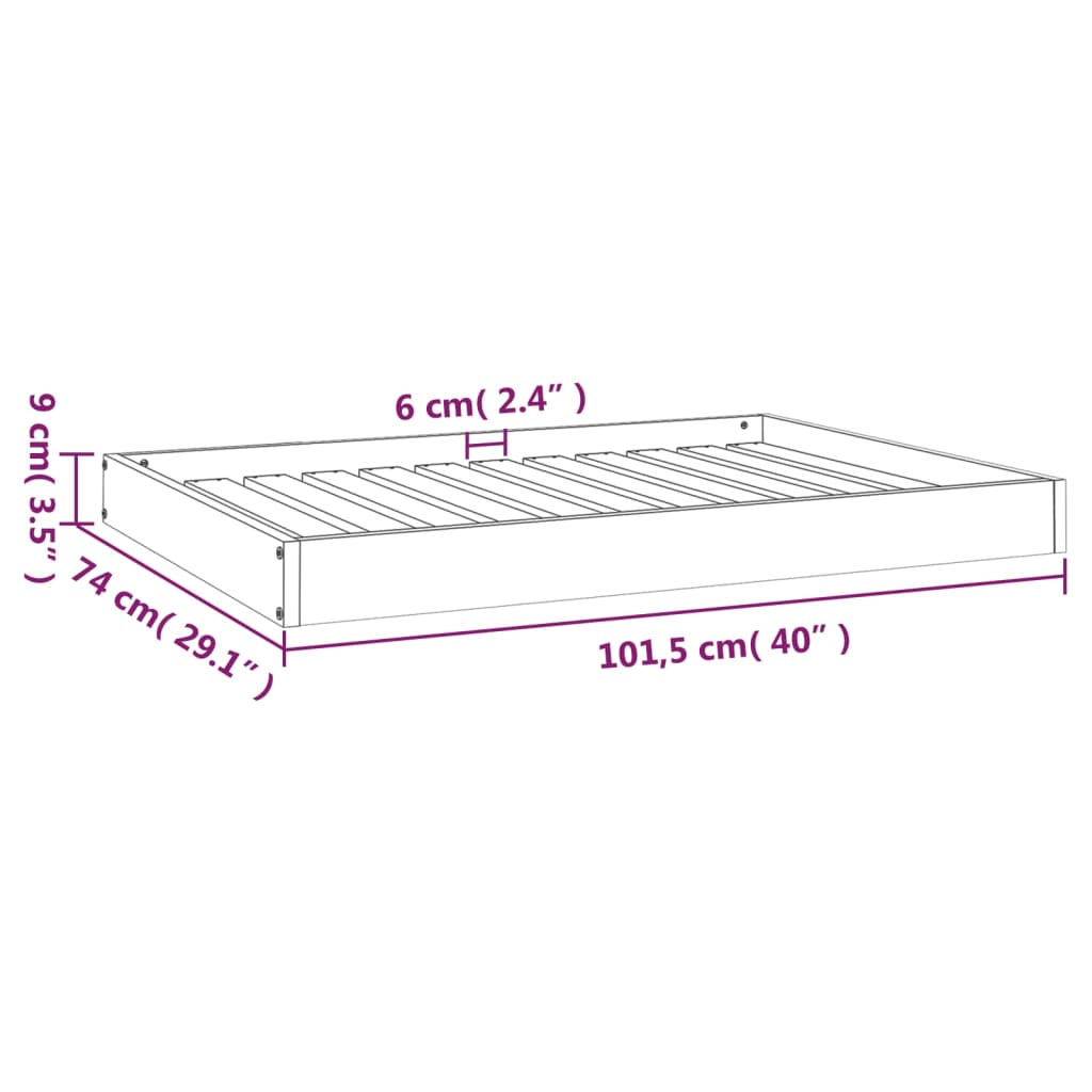 vidaXL Hondenmand 101,5x74x9 cm massief grenenhout wit