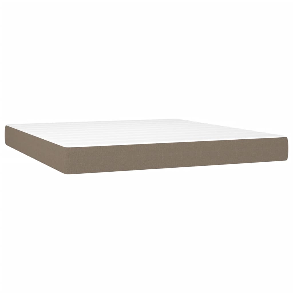 vidaXL Boxspring met matras stof taupe 160x200 cm