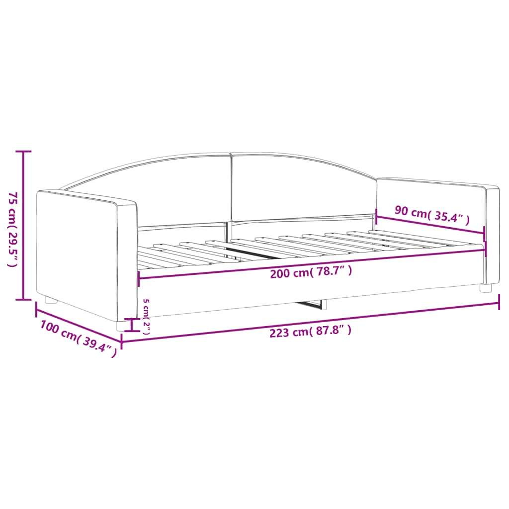 vidaXL Slaapbank 90x200 cm stof lichtgrijs