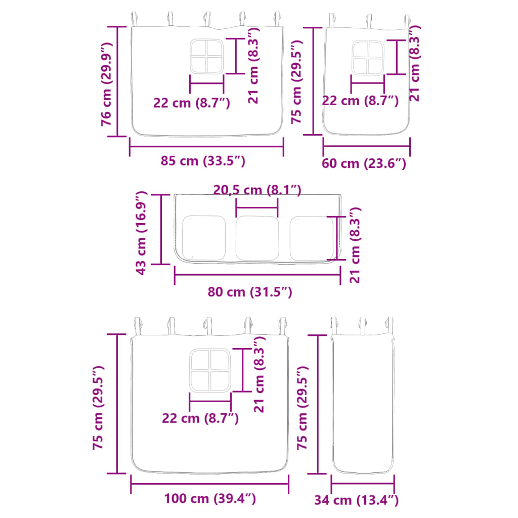 vidaXL Stapelbed met gordijnen 90x200 cm grenenhout roze