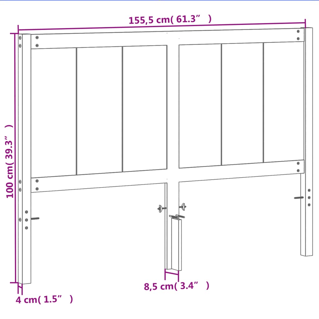 vidaXL Hoofdbord 150 cm massief grenenhout wasbruin