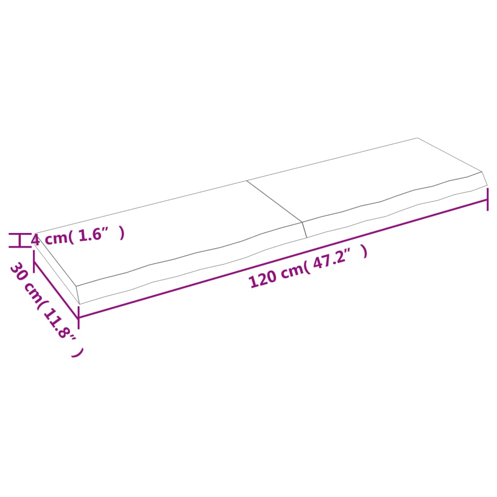 vidaXL Wastafelblad 120x30x(2-4) cm behandeld massief hout lichtbruin