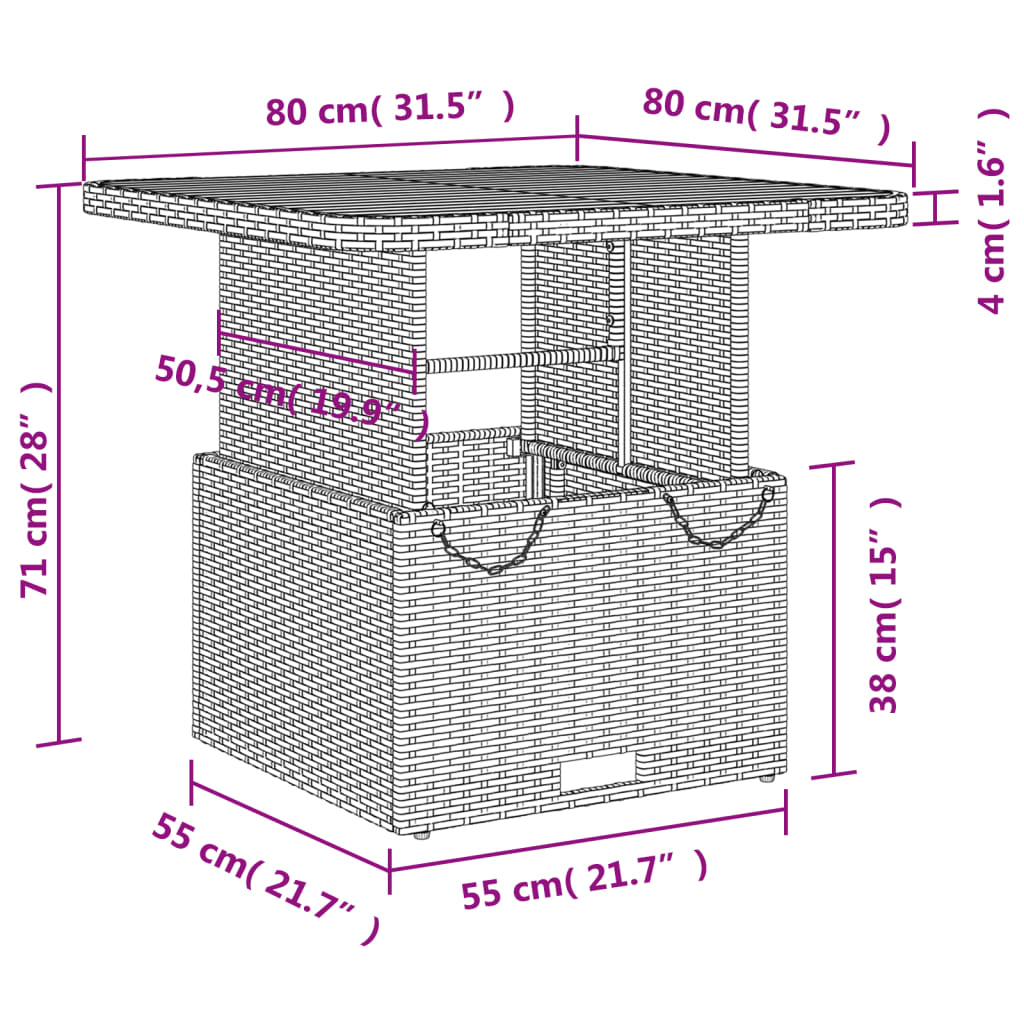 vidaXL 3-delige Tuinset met kussens poly rattan zwart