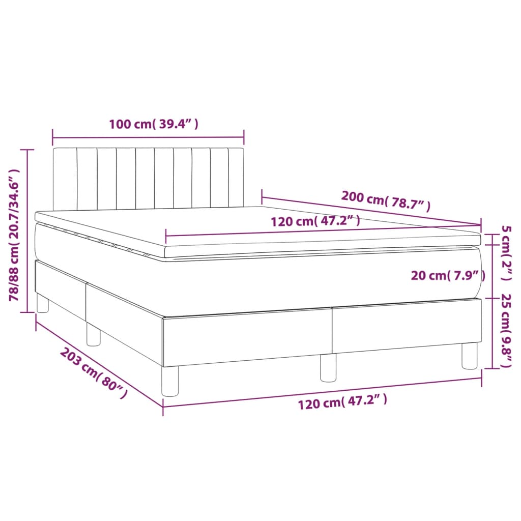 vidaXL Boxspring met matras stof crèmekleurig 120x200 cm