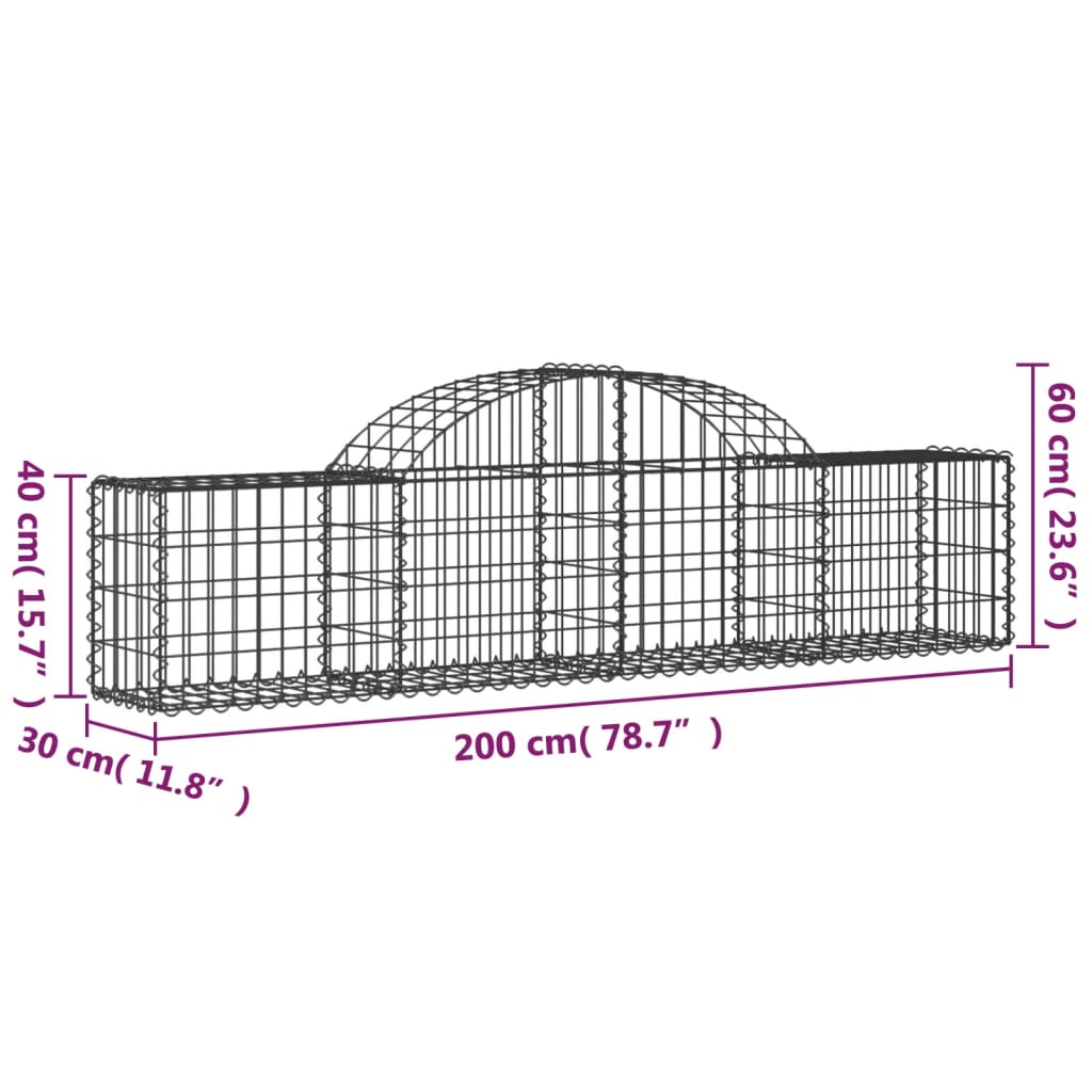 vidaXL Schanskorven 6 st gewelfd 200x30x40/60 cm gegalvaniseerd ijzer