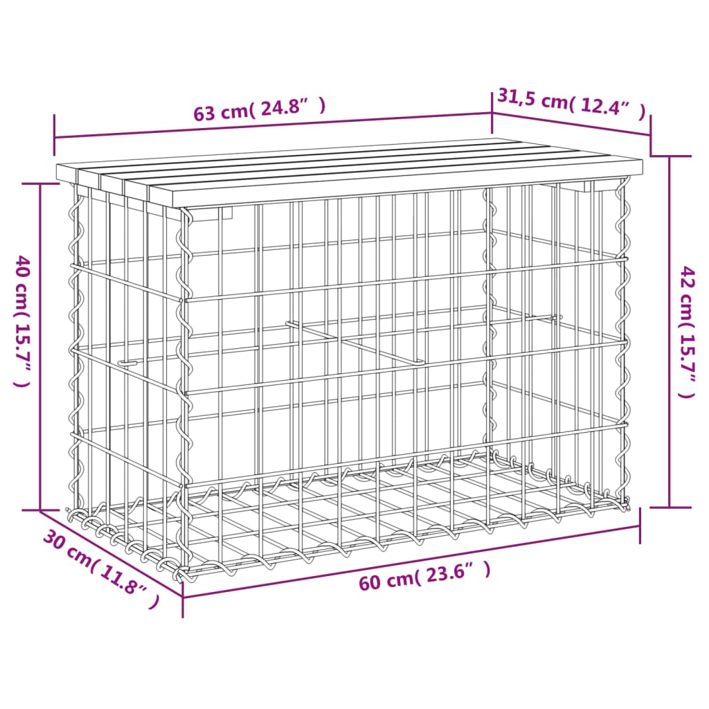 vidaXL Tuinbank schanskorfontwerp 63x31,5x42 cm massief douglashout