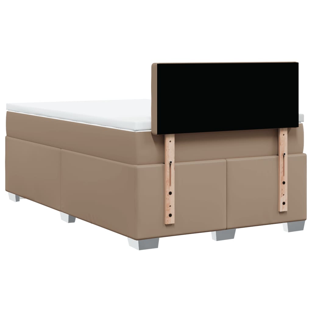 vidaXL Boxspring met matras kunstleer cappuccinokleurig 120x200 cm