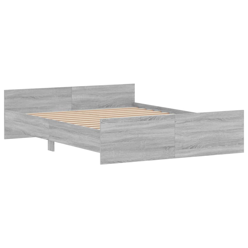 vidaXL Bedframe met hoofd- en voeteneinde grijs sonoma 160x200 cm