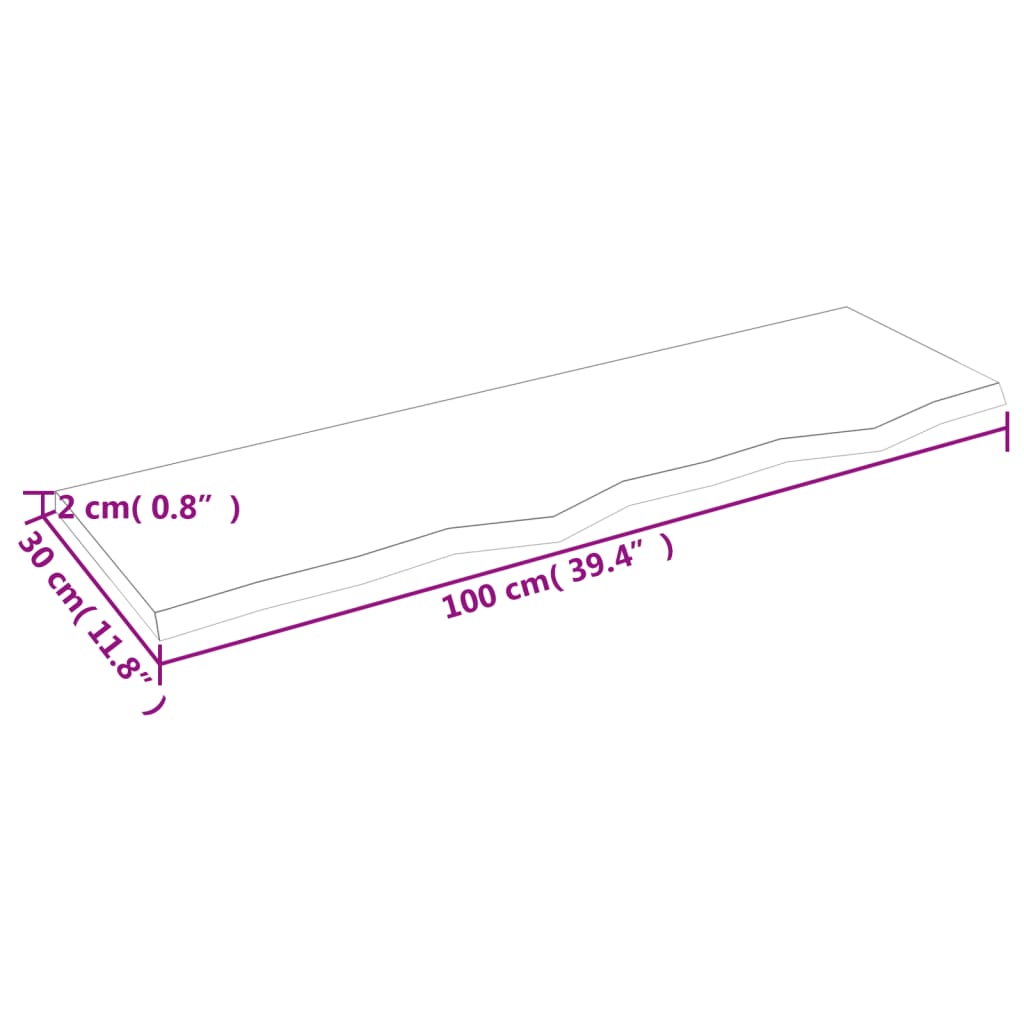 vidaXL Wastafelblad 100x30x2 cm behandeld massief hout lichtbruin