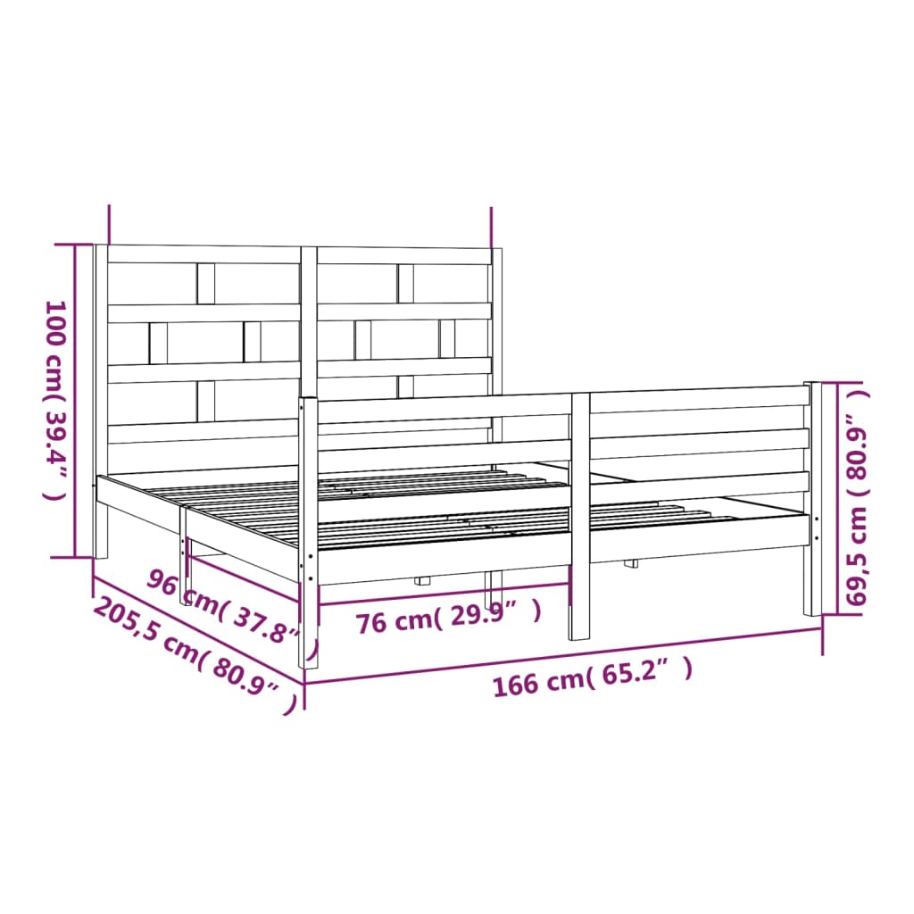 vidaXL Bedframe massief grenenhout wit 160x200 cm