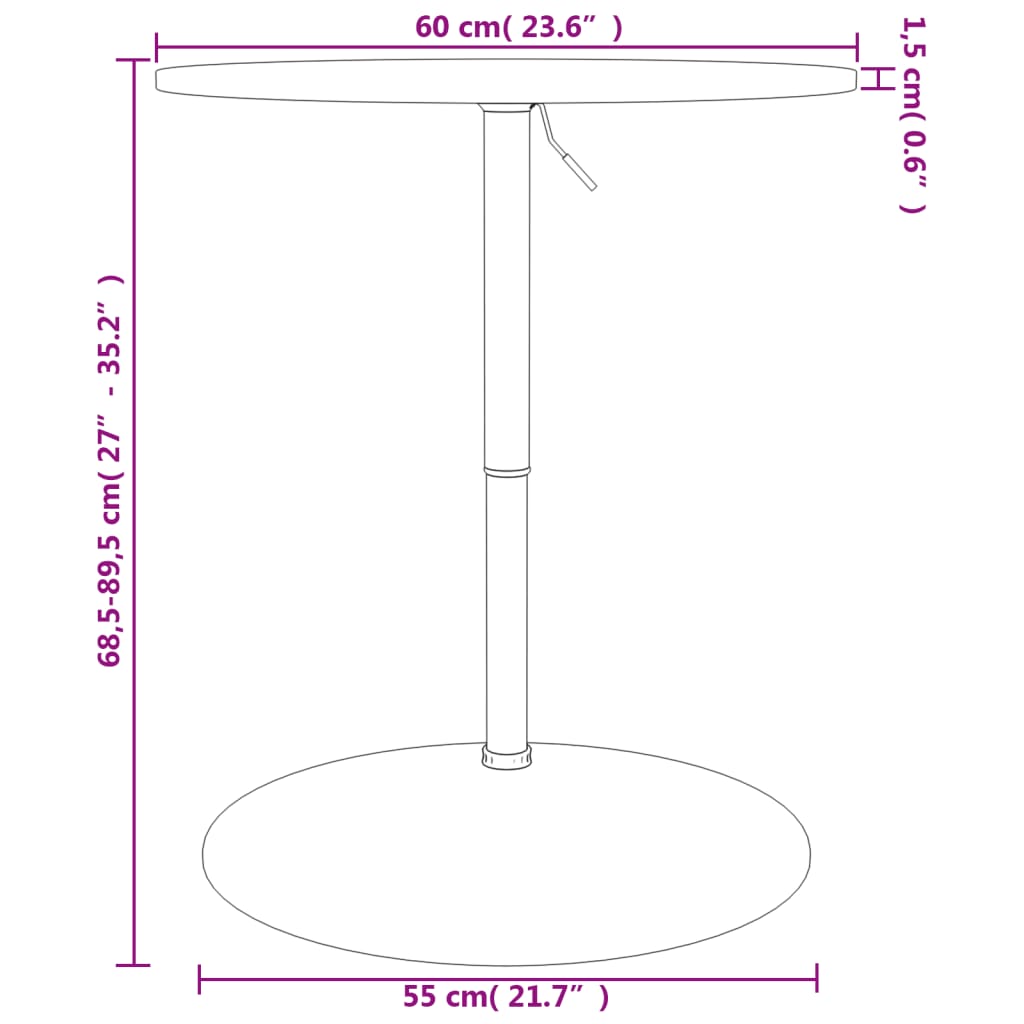 vidaXL Bartafel Ø 60x89,5 cm massief beukenhout