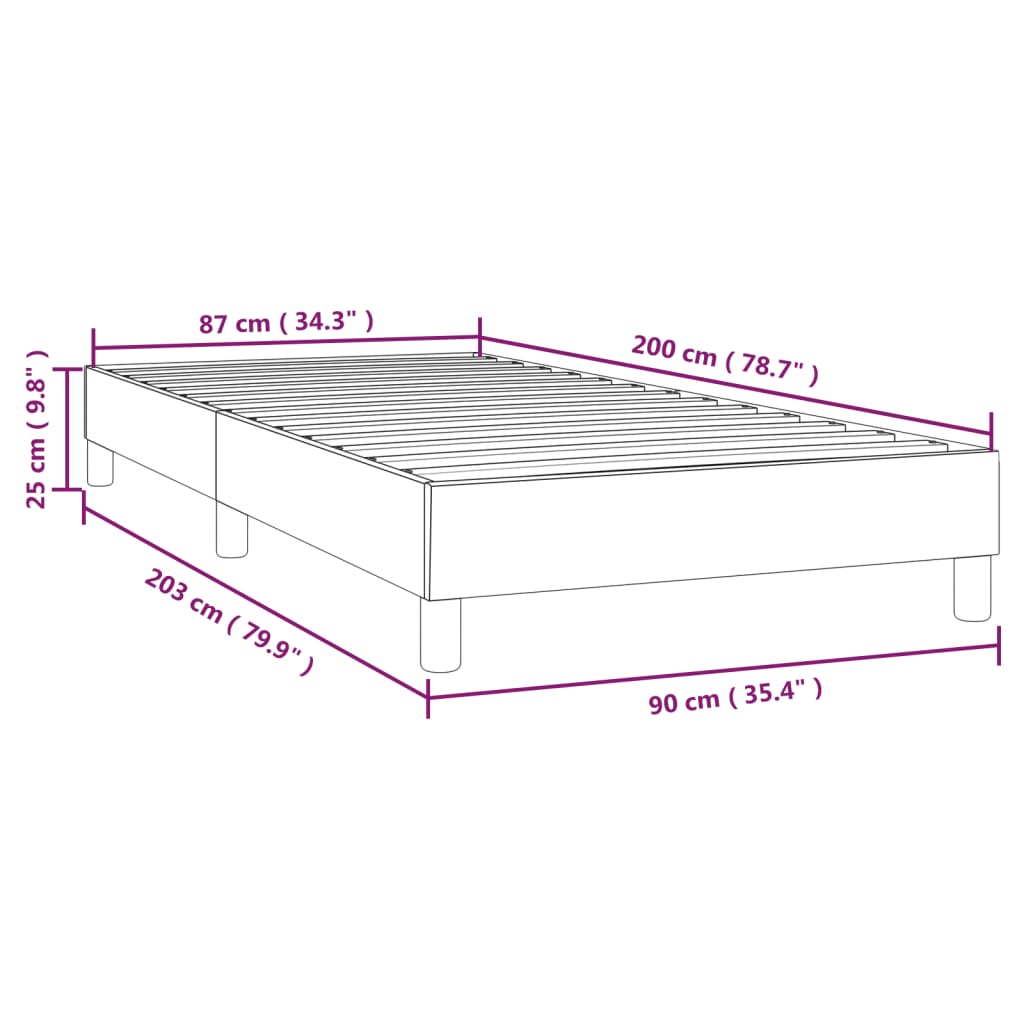 vidaXL Bedframe stof taupe 90x200 cm