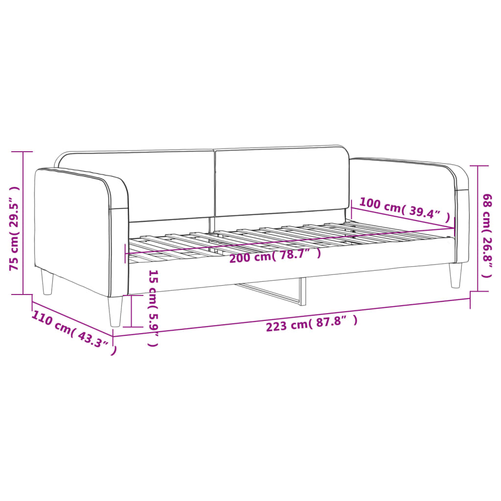 vidaXL Slaapbank 100x200 cm stof zwart