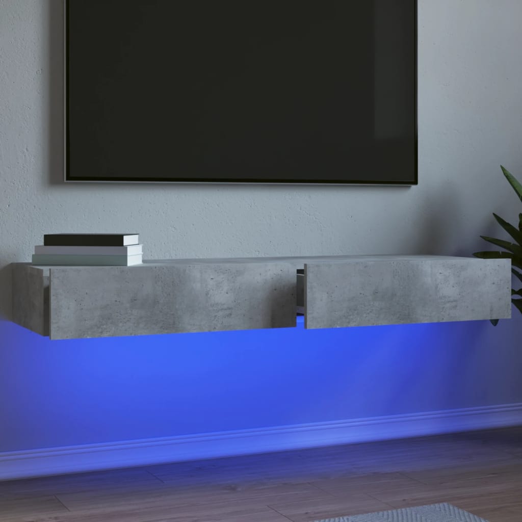 vidaXL Tv-meubels met LED-verlichting 2 st 60x35x15,5 cm betongrijs