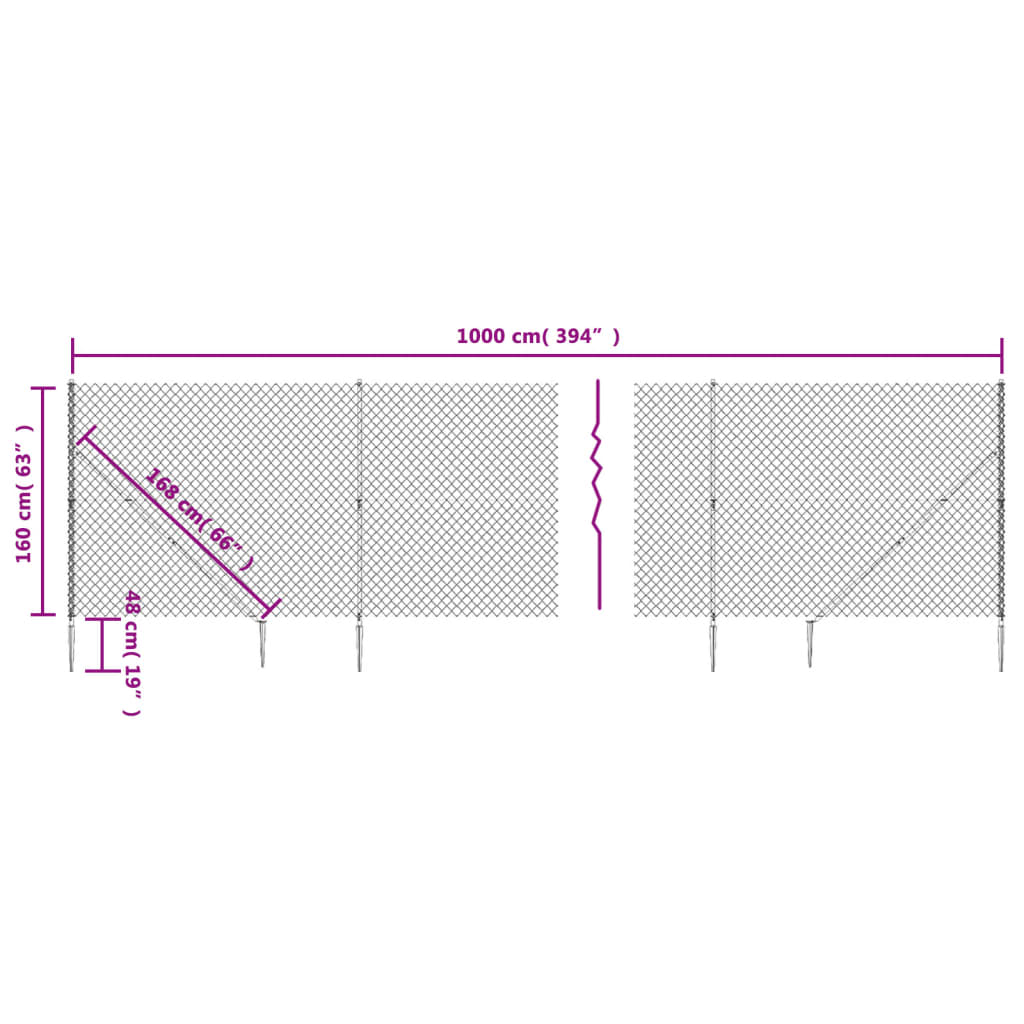 vidaXL Gaashek met grondankers 1,6x10 m groen