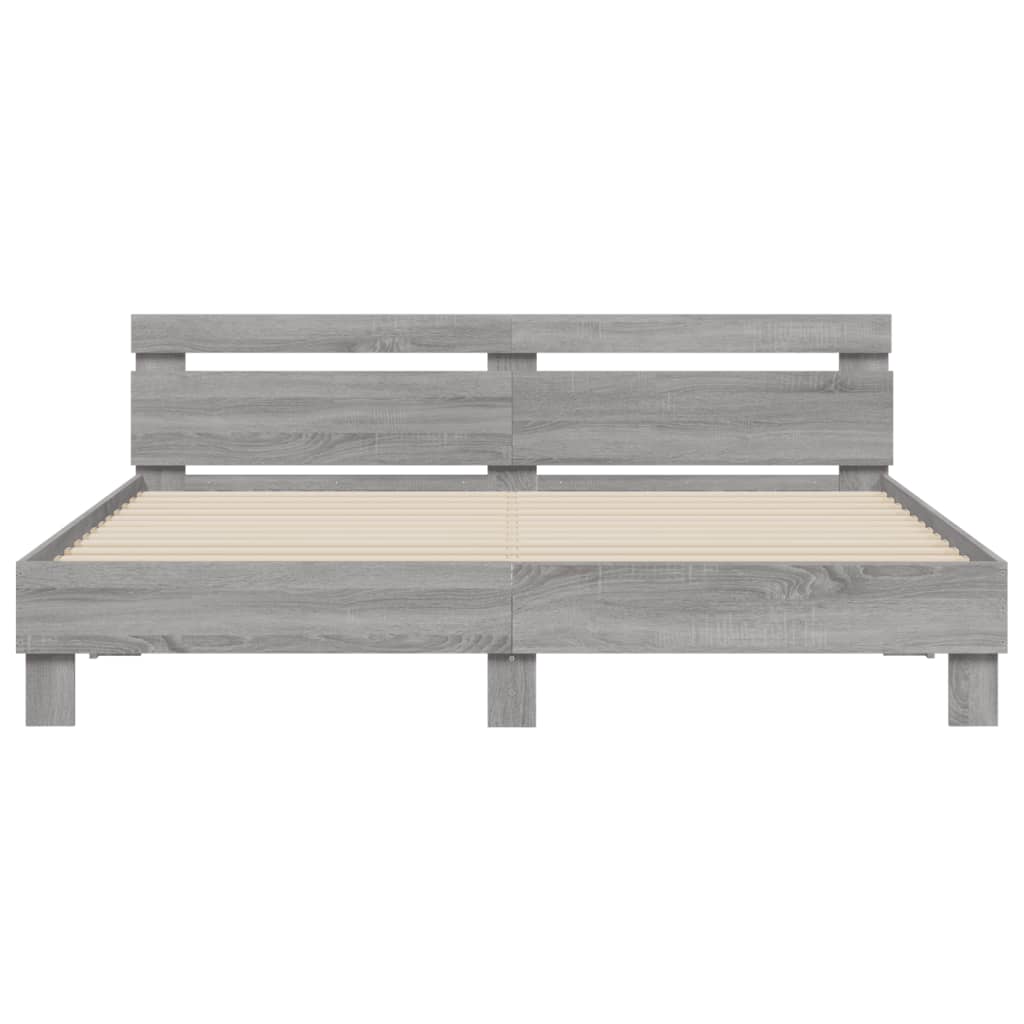 vidaXL Bedframe met hoofdeinde bewerkt hout grijs sonoma 180x200 cm