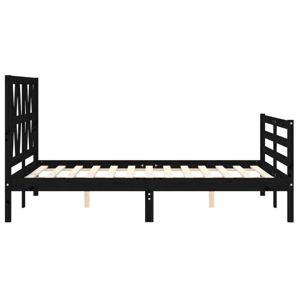 vidaXL Bedframe met hoofdbord massief hout zwart 120x200 cm